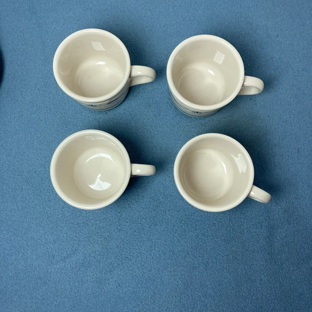 Longaberger Pottery Woven Traditions Blue Coffee/Tea Cup & Saucer - Set of 4